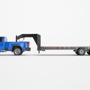 Heavy-Duty Crew Cab Pickup with Gooseneck Flatbed Trailer – Equipment & Machinery Hauling Setup